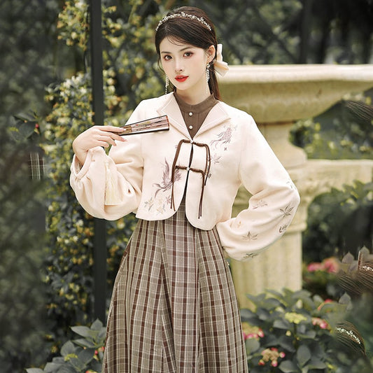 [Agoya Yui Series]★Chinese style setup, single item order★ Dress or outerwear, Chinese clothes, plaid pattern