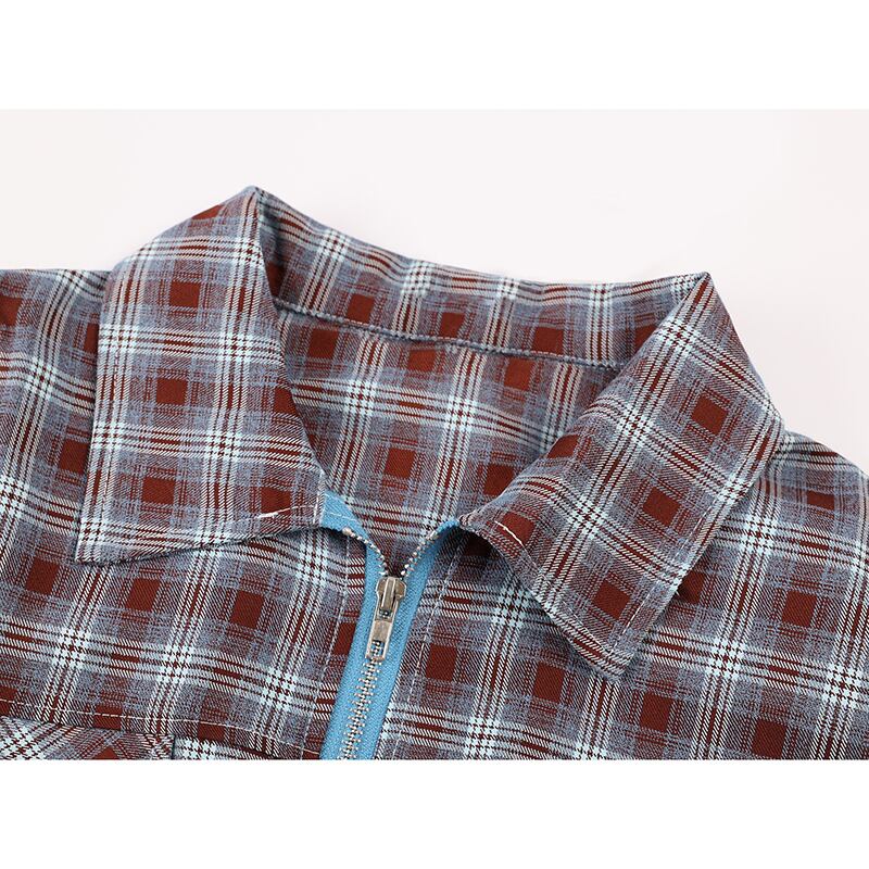 [LHSEN Series]★Shirt★ 2color Long Sleeve Shirt Short Length Plaid Pattern Stylish Women's SML