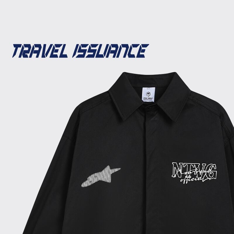 【TRAVEL ISSUANCEシリーズ】★シャツ★ 2color トップス 長袖シャツ 男女兼用 メンズ ブラック ホワイト M L XL 2XL