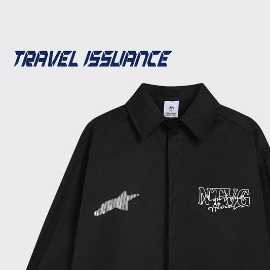 [TRAVEL ISSUANCE Series]★Shirt★ 2color Tops Long Sleeve Shirt Unisex Men's Black White ML XL 2XL