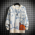 Load image into Gallery viewer, [Nana Series]★Sweater★ 4color Cat Unisex Men's Couple Clothes Cute Large Size Blue Black Orange Beige
