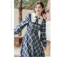 Load image into Gallery viewer, [Big Orange Series] ★One Piece★ Plaid Retro Ladies Commuting Date School Blue Blue Cute
