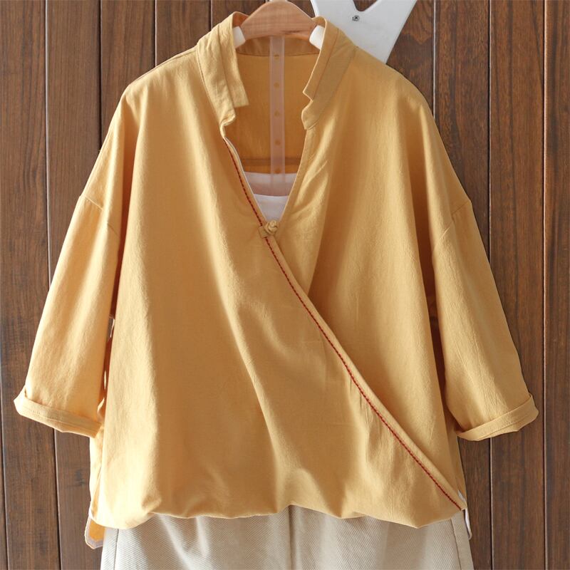 [Qing Series]★China style tops★ 3color Spring clothes Summer clothes Shirt Simple White Blue Yellow Easy to match