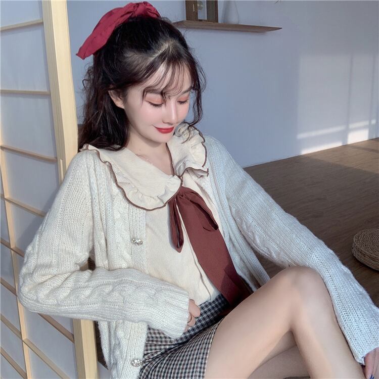 [Lack of Moe Series]★Shirt★ Ribbon Tops Long Sleeve Shirt Women's Stylish Commuting Date Cute