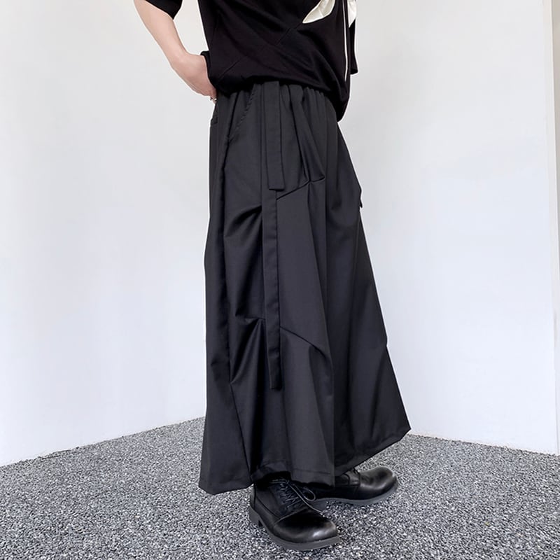 [Illustrated series]★China style trousers★ Gaucho pants Designed Unisex Men's Black Cool