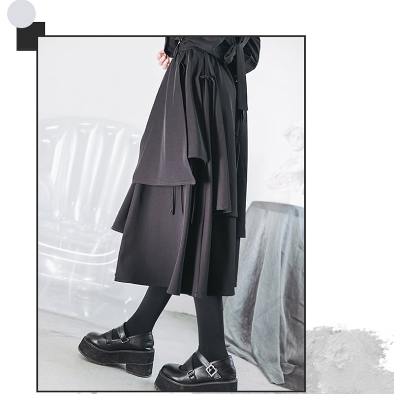 [Kokaisha---Eyeball Rose Series] ★Chinese style skirt★ Bottoms Chinese clothing S M L XL Easy to match Black Black Irregular