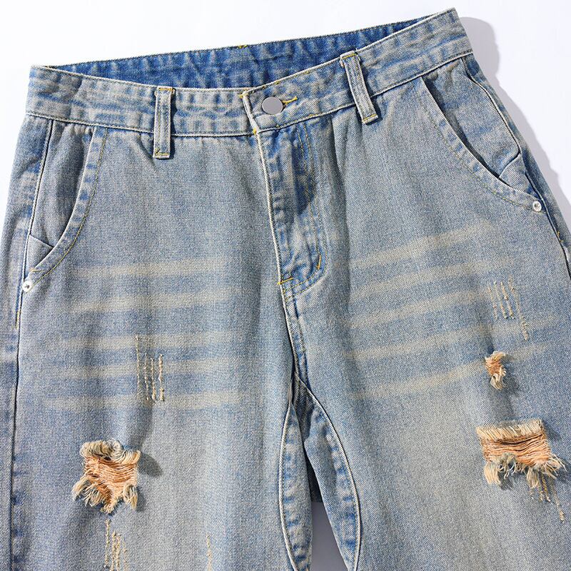 [BIGEMAN Series]★Denim shorts★Bottoms, short length pants, unisex, men's, large size, distressed finish