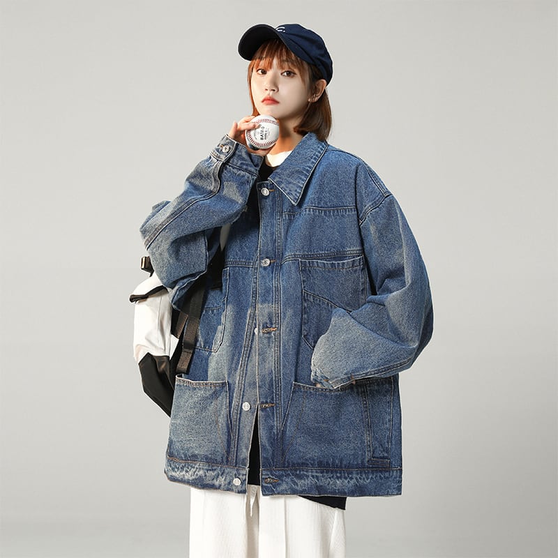 [CHAOMEICHEN Series] ★Jacket★ Outer Denim Jacket Unisex Men's Jeans Blue Blue