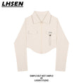 Load image into Gallery viewer, [LHSEN Series] ★Tops★ 2color Women's Simple Short Length Easy to Match Black Apricot
