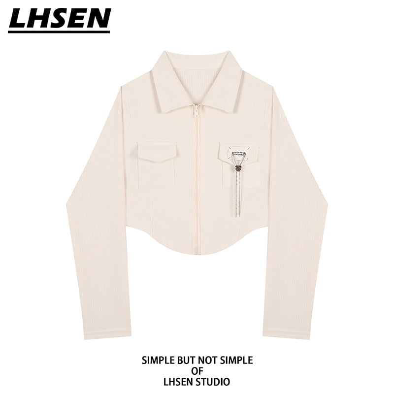 [LHSEN Series] ★Tops★ 2color Women's Simple Short Length Easy to Match Black Apricot