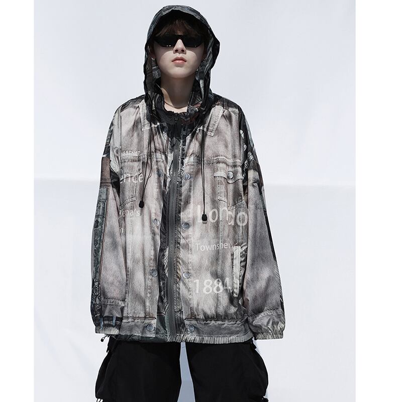 [SIN87 Series] ★UV protection★ UPF50+ 2color Sun protection Cooling protection Thin outerwear Print Fashion Unisex Men's