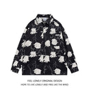 [Feel lonely series] ★Long sleeve shirt★ 2color tops floral pattern shirt unisex men's black white