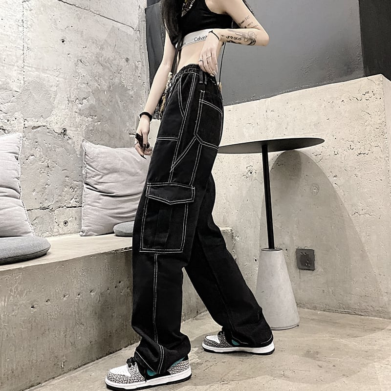 [Miyakoya Series] ★Denim pants★ Bottoms, pants, unisex, black, slim, ins style, easy to match