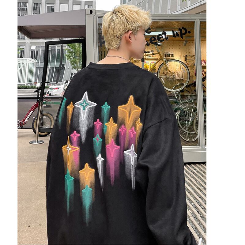 [PANGPNAGSAO Series] ★Tops★ 2color Unisex Men's Large Size Star Pattern