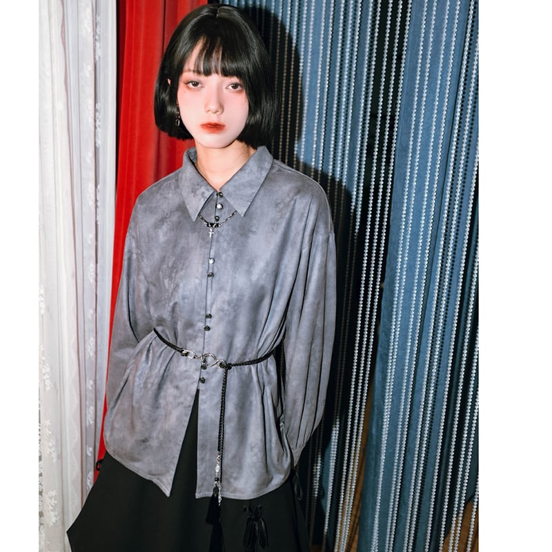 [Old Monster---Dragon Dyed Series] ★China style shirt★ Thick suede tops Stylish and easy to match