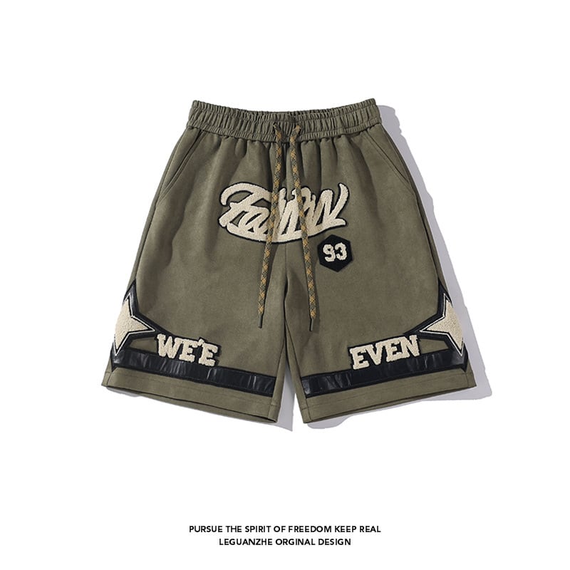 [BIGEMAN Series] ★Short pants★ 2color bottoms, short length pants, unisex, men's, large size, star pattern, sports style