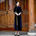 Load image into Gallery viewer, [ZHEZI series]★China dress★ 3color velvet embroidery large size long length green blue red
