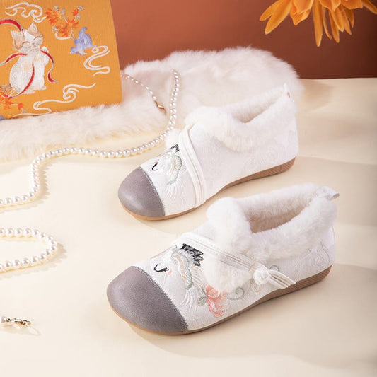 [Kumobatanosari series] ★Embroidered shoes★ Chinese shoes 2color floral pattern size 35-40 cute autumn/winter shoes cranes