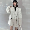 Load image into Gallery viewer, [Miyakoya Series]★Blazer with chain★ 2color black or beige outerwear unisex costume retro simple
