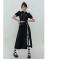 Load image into Gallery viewer, [LOVEHEYNEW Series] ★China style skirt★ Bottoms Slit Color scheme Black Black SML Slimming Easy to match
