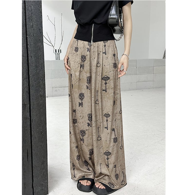 [YIDAO Series] ★Casual Pants★ Switching Print Summer Clothes Gaucho Pants Trousers Slimming Wear