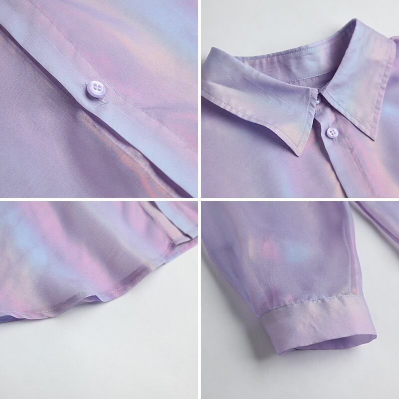 [XIAOS Series]★Polarized Shirt★ 2color Sun Protection Thin Fashion Loose Tops SML XL Purple White