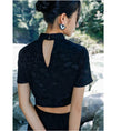 Load image into Gallery viewer, [Daiseiryusu Series] ★Chinese style T-shirt★ Tops Chinese clothing original mini length sexy black black
