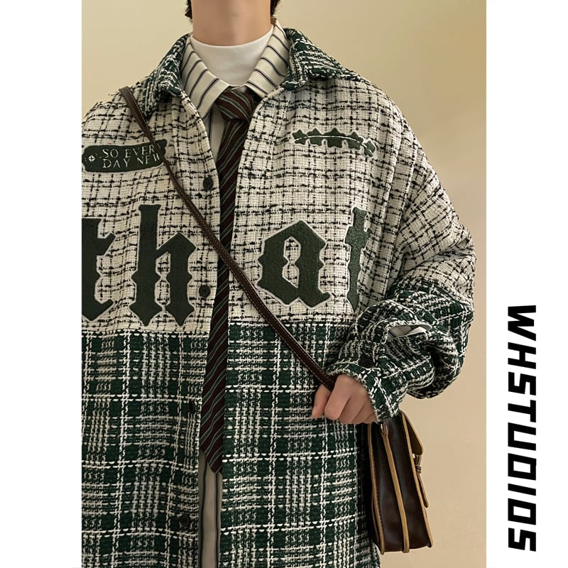 [YOULIN Series] ★Outer★ 3color Unisex Men's Plaid Pattern Coffee Color Green Black