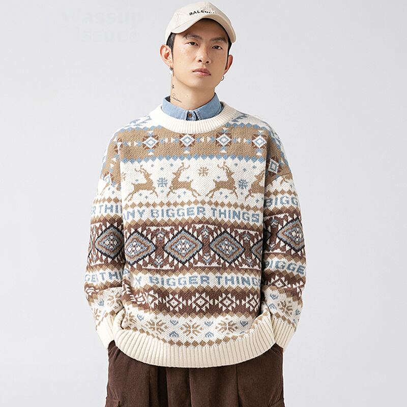 [Satoru Series]★Sweater★ 2color Knit Tops Christmas Unisex Men's Deer Casual Easy to Match