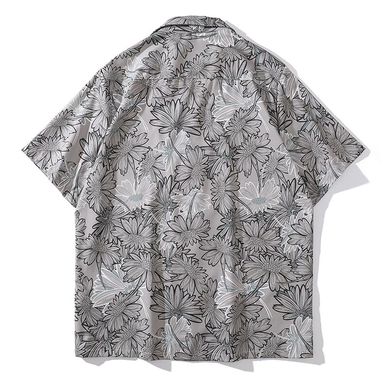 [TRAVEL ISSUANCE series] ★Floral pattern shirt★ 2color oil painting style print unisex men's wine red gray