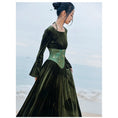 Load image into Gallery viewer, [Big Blue Dragon Series] ★China style dress★ Switching velvet bamboo embroidery green sexy
