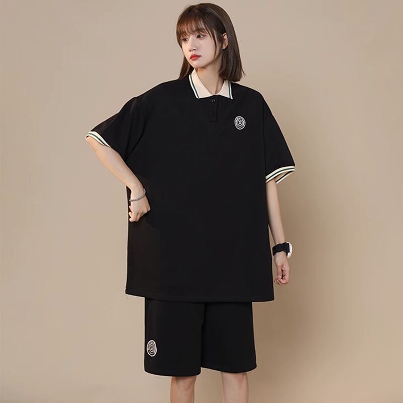 【CHAOMEICHENシリーズ】★セットアップ★ 2color POLOシャツ+短パン 男女兼用 メンズ シンプル M L XL 2XL