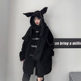 Load image into Gallery viewer, [Miyakoya Series] ★Coat + Hat★ Trench coat Black Black autumn/winter coat Thick, warm, loose, cute
