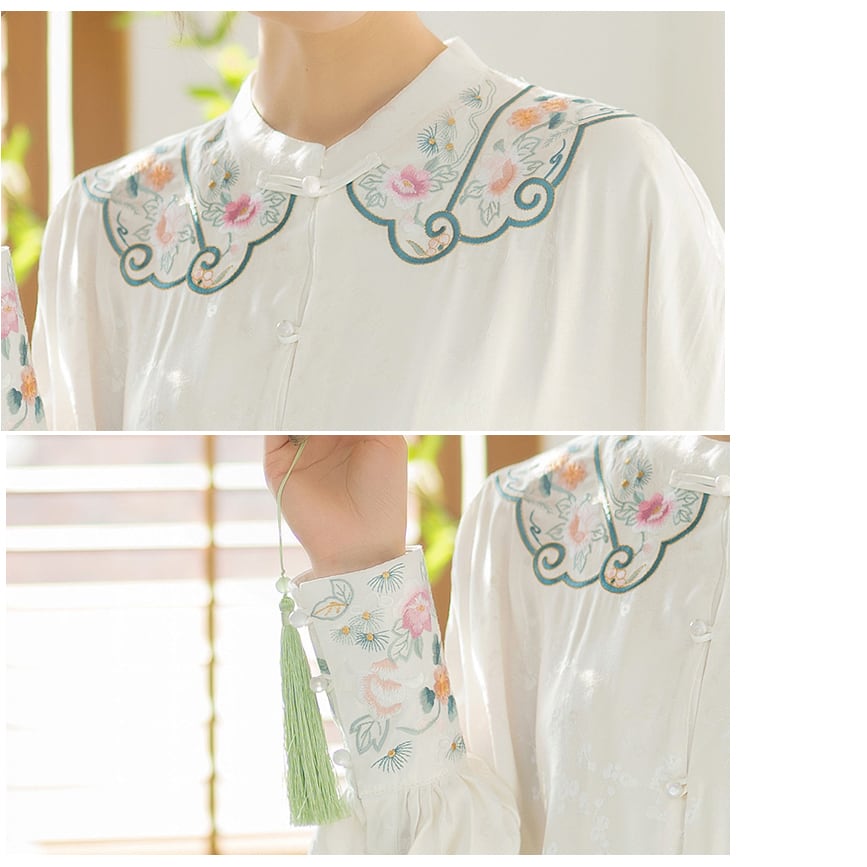 [HUAYUAN Series]★China-style shirt★ Tops, embroidery, ethnic style, improves temperament, easy to match with commuting, dating, etc.