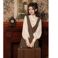 Load image into Gallery viewer, [Dusty clouds dream---Hikisoushi series] ★Sleeveless dress★ Easy to match pleated skirt coffee color retro SML
