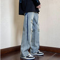 Load image into Gallery viewer, [YANDAN series]★Denim pants★ 3color bottoms pants unisex men's large size with design
