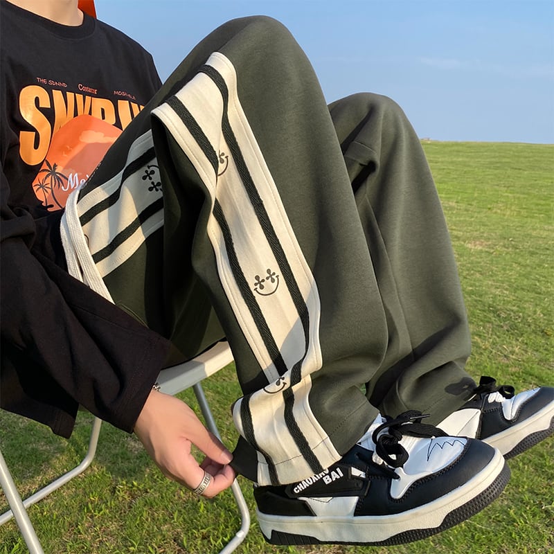 [NANSHI Series]★Casual Pants★ 3color Bottoms Trousers Unisex Men's Sports Style Stylish Vertical Stripes