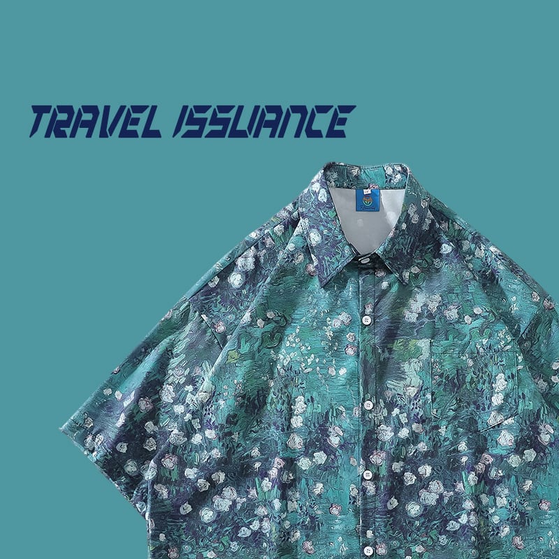 [TRAVEL ISSUANCE Series] ★Short Sleeve Shirt★ 2color Hawaii Aloha Shirt Print Unisex Men's Beach Travel Photography