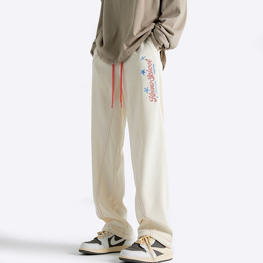 [BIGEMAN Series]★Casual Pants★ 2color Bottoms Pants Men's Large Size Alphabet Beige Black