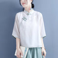 Load image into Gallery viewer, [Qing series]★China style tops★ 3color three-quarter sleeve color scheme blue white pink blue white retro literary style
