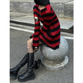 Load image into Gallery viewer, [LadyGhost Series]★Sweater★ 2color Tops Horizontal stripes Striped pattern Distressed Red Black Red Black
