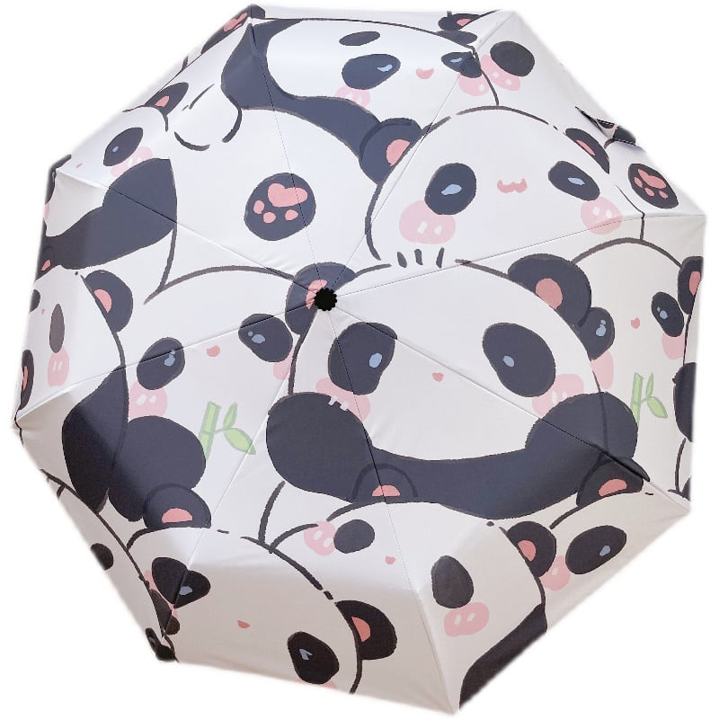 [RUNYU Series]★Umbrella★ Tri-fold umbrella, rain &amp; sunny, 8 ribs, dual use, manual &amp; jump, rainy season, rainproof soup, sun protection, panda pattern