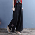 Load image into Gallery viewer, [Qing Series]★China style trousers★ 4 colors casual pants slit embroidery blue white brown black
