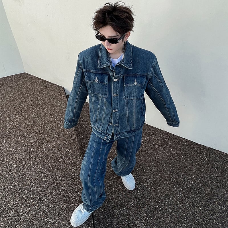 [Image Series]★Setup★ Jacket + Trousers 2-piece set Unisex Men's Denim Spring Clothes Stylish