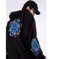 Load image into Gallery viewer, [Machiha clan series] ★China style hoodie★ 2color black or white embroidery wave goldfish alphabet black white
