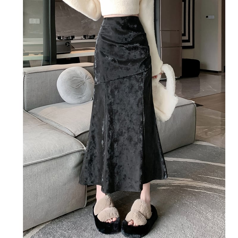 [Women's University 18 Series]★Skirt★ 2color Bottoms Slimming Mermaid Skirt Black Black Brown