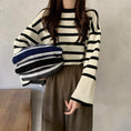 Load image into Gallery viewer, [Insufficient Moe Series] ★Tops★ 4color Flare Sleeve Women's Stylish Horizontal Striped Pattern Easy to Match
