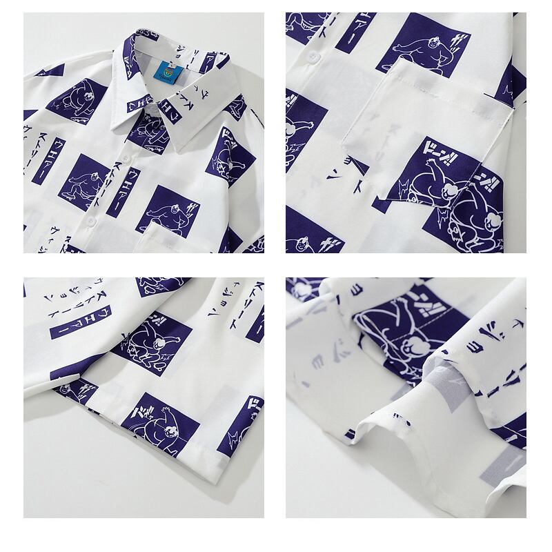 [JINKESEN Series]★Shirt★ 2color Tops Print Short Sleeve Shirt Unisex Men's Summer Print