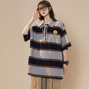 [CHAOMEICHEN Series]★Polo shirt★ 3color tops, short sleeve T-shirt, unisex, men's, striped pattern, horizontal stripes