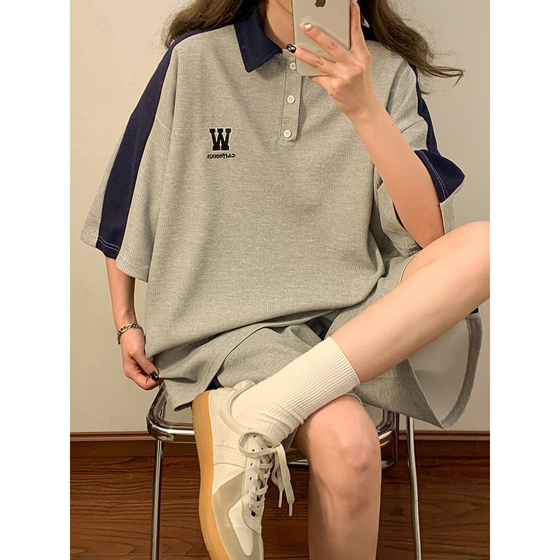 [Fujiiman Series]★Setup★ 2color POLO neck + shorts summer clothes unisex men's large size